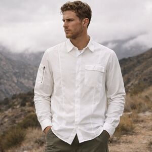 Nice Collective Men's White Button-Down Utility Long-Sleeve Shirt Size L USA